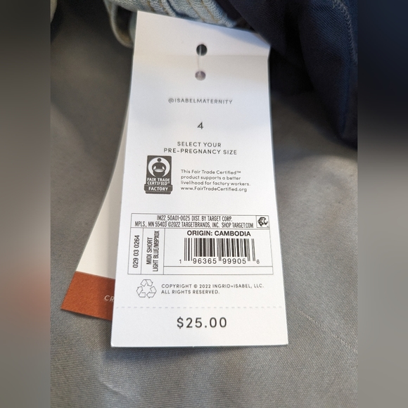 Women's Isabel Maternity Over Belly Jean Shorts Light Wash - Picture 8 of 12